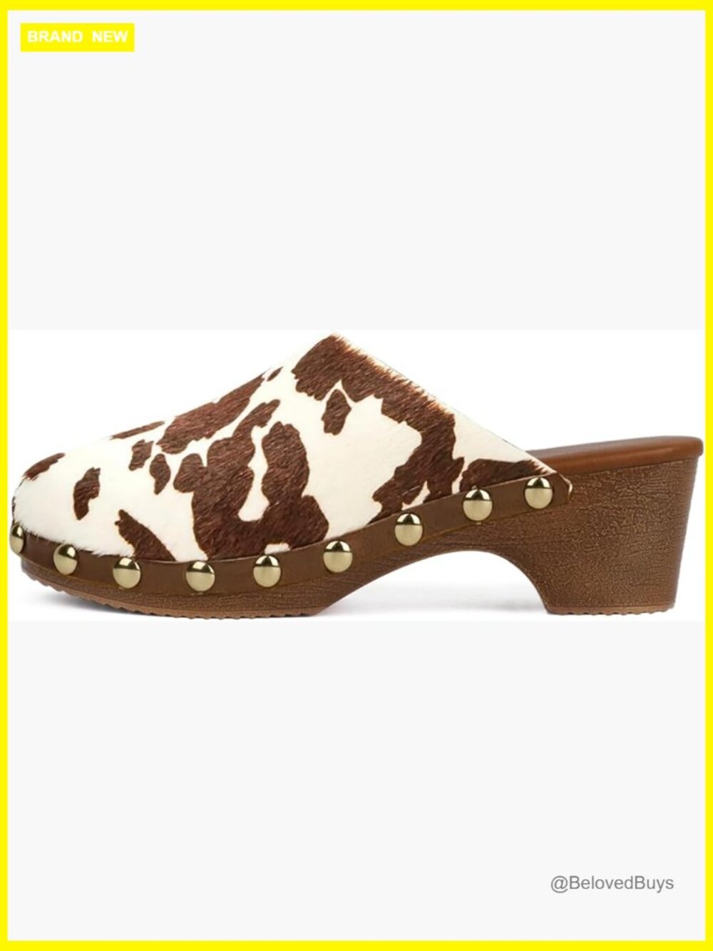 Studded Clogs Platform Low Chunky Heels Mules Slip On Closed Round Toe Dressy
